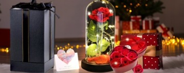 ВЕЧНАЯ РОЗА В СТЕКЛЯННЫХ ЦВЕТАХ СВЕТЯЩИЙСЯ СВЕТОДИОДНЫЙ ПОДАРОК ​​НА ЖЕНСКИЙ ДЕНЬ