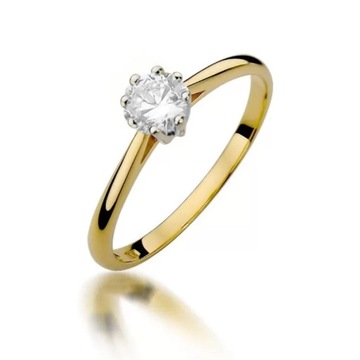 Złoty pierścionek zaręczynowy klasyczny kryształ r. 14 Złoto 585