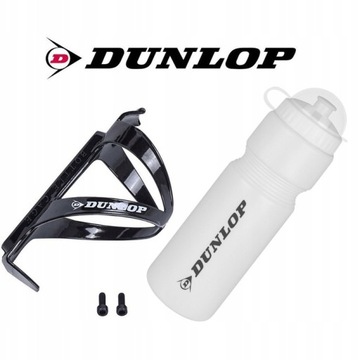 BIDON ROWEROWY DUNLOP Z KOSZYKIEM 750ML BIAŁY MTB TREKKING CROSS BMX