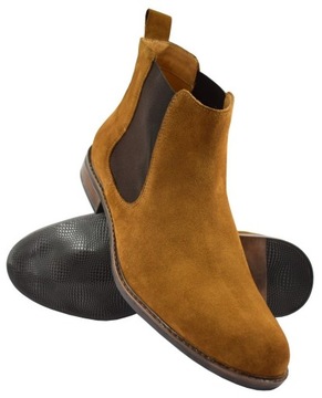 BUTY SZTYBLETY MĘSKIE SKÓRA MIODOWE 42 28 cm PAN