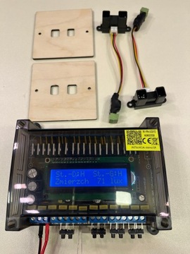 Sterownik schodowy LED 10-19k LCD FZ + czujki Sharp + maskownice drewniane