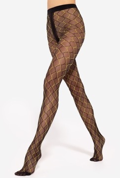 Rajstopy wzorzyste Gatta Mosaica wz.03 Nero.Yellow rozmiar 4-L