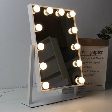 ЗЕРКАЛО ДЛЯ МАКИЯЖА ГОЛЛИВУДСКОЕ ЗЕРКАЛО НА ТУДАРНОМ СТОЛИКЕ 12 ЛАМПОК СО СВЕТОДИОДНОЙ ПОДСВЕТКОЙ