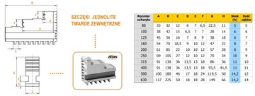 UCHWYT TOKARSKI 4 SZCZĘKOWY AXON 250mm DIN 6350