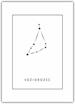 Plakat Znaki Zodiaku Koziorożec 21x30 ilustracje ozdobne na ścianę Gwiazdy