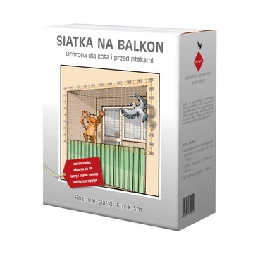 ZESTAW SIATKA NA BALKON DLA KOTA GOŁĘBIE PTAKI OCZKO 50mm KOLOR BEZ 6m X 3m