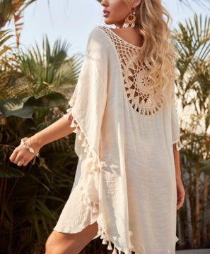 БОХО ТУНИКА ДЛЯ ПЛЯЖА, ВОЗДУХ, СВОБОДНАЯ КЕПКА ПАРЕО