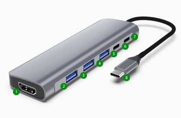 АДАПТЕР-ХАБ 6 В 1 USB-C PD 100 Вт 3x USB 3.0 HDMI 4K