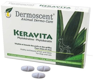 Witaminy na zdrową sierść i pazury dla psa i kota Keravita Dermoscent