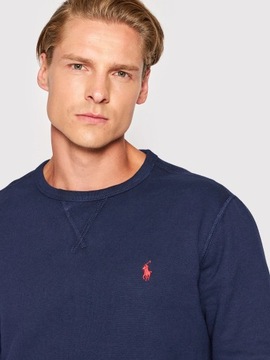 polo ralph lauren bluza meska bez kaptura granatowa rękaw 3/4 classic