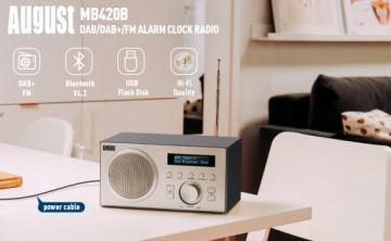 Радиобудильник Bluetooth-динамик DAB+ FM USB AUX August MB420B