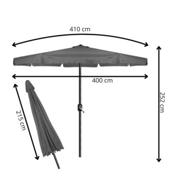 БОЛЬШОЙ ОТКРЫТЫЙ САДОВЫЙ ПАРАЗОЛЬ GRY GRIPPED POWERFUL XXL 410cm WITH CRAB SOLID