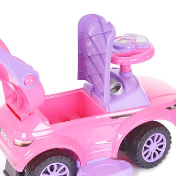 JEŹDZIK CHODZIK PCHACZ 3w1 AUTKO SAMOCHODZIK RÓŻ MELODYJKI KLAKSON PREZENT!
