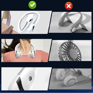 СКЛАДНОЙ НАШЕЙНЫЙ ВЕНТИЛЯТОР ТИХИЙ ВЕНТИЛЯТОР СО СВЕТОДИОДОМ ДЛЯ ПУТЕШЕСТВИЙ 5000МАч БЕЛЫЙ