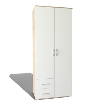 szafa Kuba 192 x 80 x 50 cm, sonoma-biała, 2 szuflady!