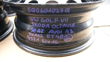 4× DISK OCELOVÝ VOLKSWAGEN OE 6.0" X 16" 5X112