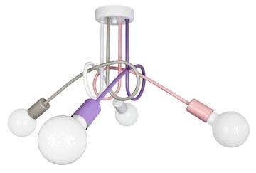 PASTELOWA Lampa EDISON 4 fiolet róż szary biały