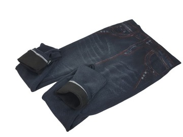 Legginsy Imitacja Jeans Ciepłe Leginsy Spodnie Damskie Grube Modne Getry