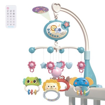 Детская кроватка-карусель, звездный проектор, животные, 400 мелодий