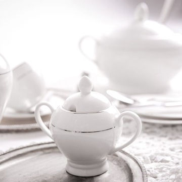 Фарфоровая сахарница White Ambition Aura Silver 300 мл