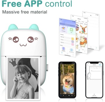 Мини термопринтер Blue Cat для фотографий Bluetooth Android iOS + рулон