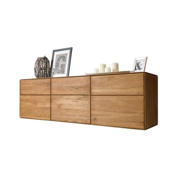 Komoda zawieszana COMBO 7, 172x41x52 cm, naturalne drewno dębowe