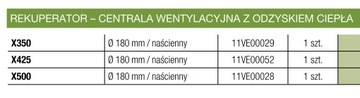 Рекуператор VASCO с рекуперацией тепла X500 + BON