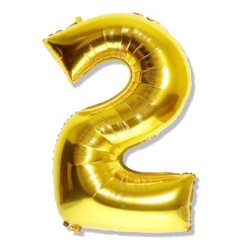 BALON FOLIOWY CYFRA 2 DWA ZŁOTA 80cm 32 Cale