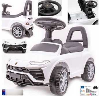 Sportowy jeździk SUV LAMBO odpychacz z DŹWIĘKAMI SCHOWEK światła LED