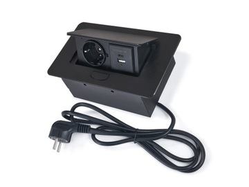 GNIAZDO CHOWANE W BLAT NABLATOWE 1X GNIAZDO ZASILAJĄCE 1 X USB-C 1 X USB-A