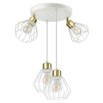 Lampa Plafon Żyrandol GLAMOUR Biała Złota LED