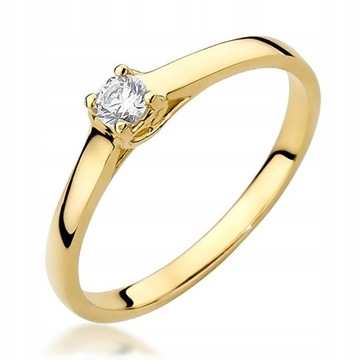 PIĘKNY ZŁOTY PIERŚCIONEK 585 z BRYLANTAMI 0,12ct