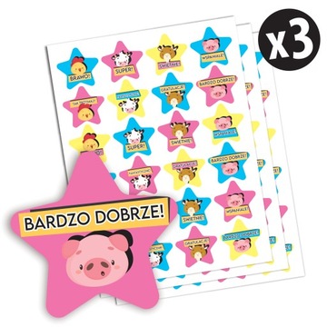 3x ZESTAW Naklejki szkolne, nagrody dla dzieci