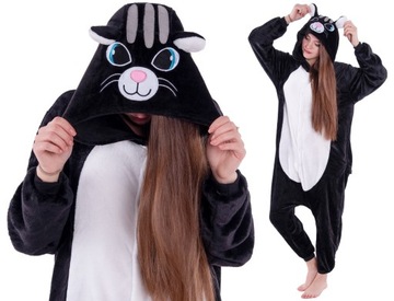 KOT Czarny Kotek PIŻAMA Kigurumi Onesie Damsk