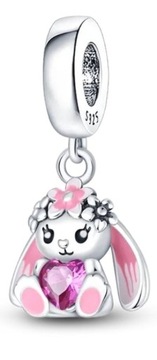 MD charms zawieszka różowy królik zajączek | S925