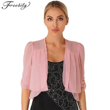 Womens Elegant Ruffle Bolero Shrug Jacket Half Sle