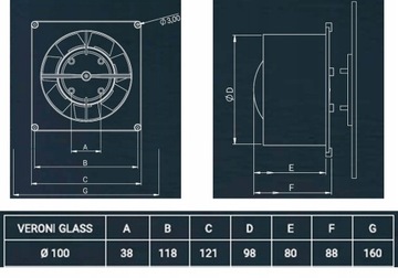 ВЕНТИЛЯТОР СО СТЕКЛЯННОЙ ПАНЕЛЬЮ, БЕЛЫЙ СТАНДАРТ Fi 100