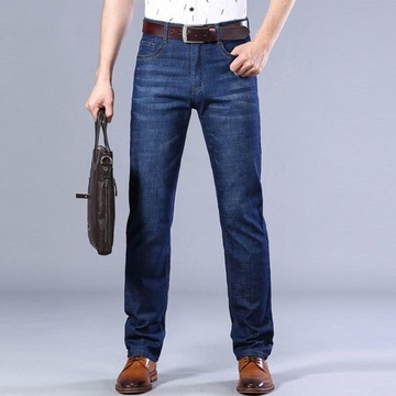 Męskie spodnie jeansowe o prostym kroju, wielokrot