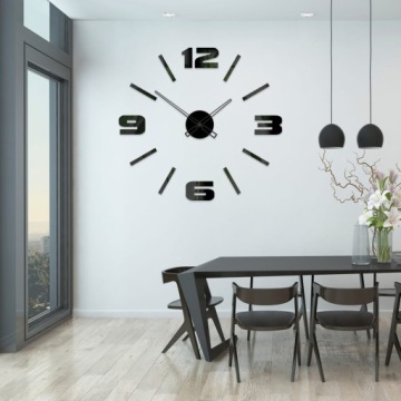 Nowoczesny zegar ścienny Mirror Mase L czarny