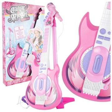 ЭЛЕКТРОРОК-ГИТАРА ДЛЯ ДЕТЕЙ ИГРАЕТ МЕЛОДИИ + МИКРОФОН НА ПОДСТАВКЕ для MP3