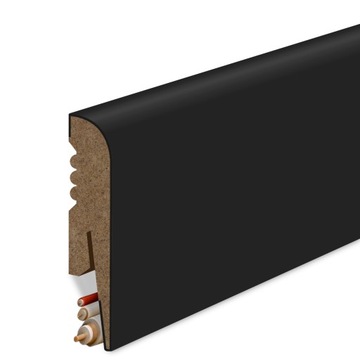 80x16 mm PROMIEŃ R8 LISTWA PRZYPODŁOGOWA CZARNA MDF DEKORACYJNA COKÓŁ