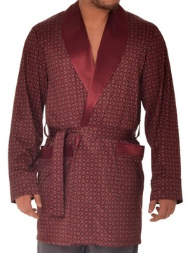 Elegancka cienka bonżurka męska - szlafrok RE-503 Bordowy - XXL
