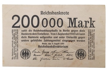 Stary Banknot kolekcjonerski Niemcy 200000 marek 1923