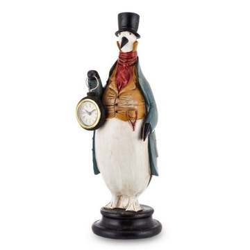 Figurka Pingwin w cylindrze fantastyczna figura z zegarkiem prezent o147B