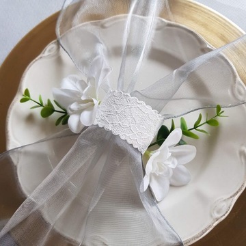 Салфетница тканевая, кружевная, крем для свадебного причастия, 1 шт.