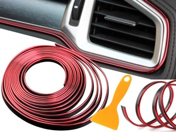 LISTWA TAŚMA OZDOBNA TUNINGOWA TUNING WNĘTRZA SAMOCHODU AUTA 5m + Gratis!