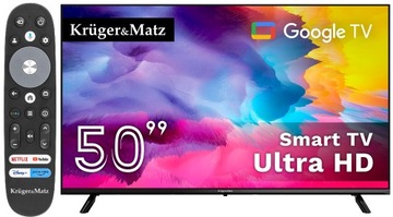 TELEWIZOR LED UHD 4K 50'' SMART GOOGLE TV HDR DVB-T2 HEVC KRUGER MATZ
