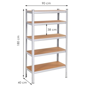 СТЕЛЛАЖ ДЛЯ ХРАНЕНИЯ 180х90х40 см металлический ГАРАЖ вставной С ПОЛКАМИ 875кг