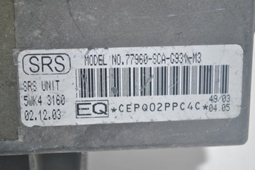 МОДУЛЬ ДАТЧИКА ПОДУШКИ БЕЗОПАСНОСТИ HONDA CRV II 77960-SCA-G931-M3