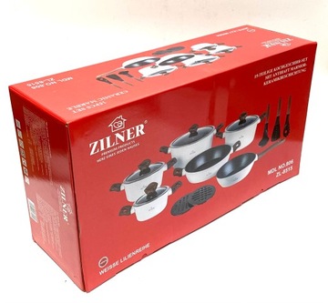 ZESTAW 15-CZĘŚCIOWY Z POWŁOKĄ MARMURKOWĄ LILLY BIĄŁY